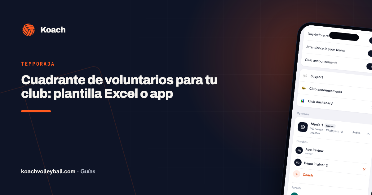 Cuadrante de voluntarios para tu club: plantilla Excel o app