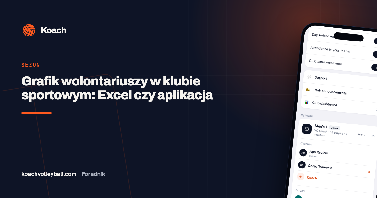Grafik wolontariuszy w klubie sportowym: Excel czy aplikacja