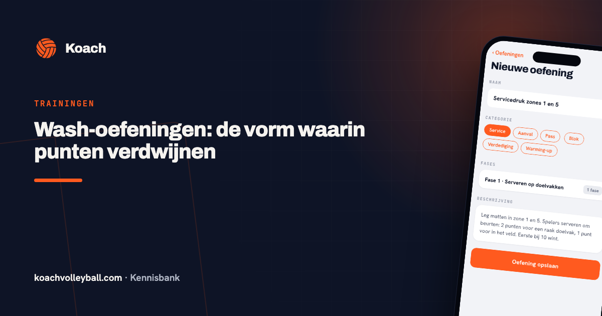 Oefeningeditor in de Koach-app met naam, categorie en een beschrijving inclusief puntentelling