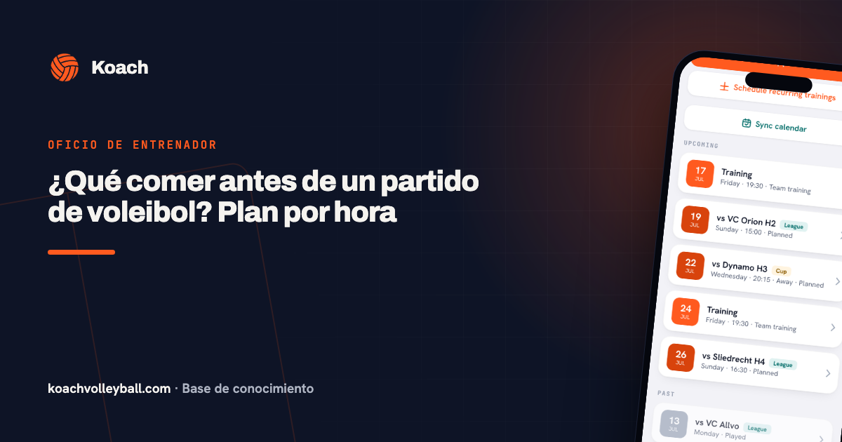 ¿Qué comer antes de un partido de voleibol? Plan por hora