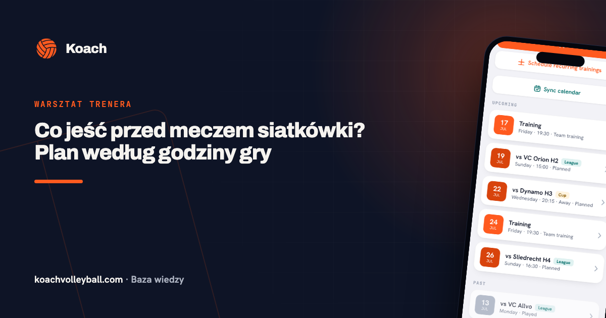 Co jeść przed meczem siatkówki? Plan według godziny gry