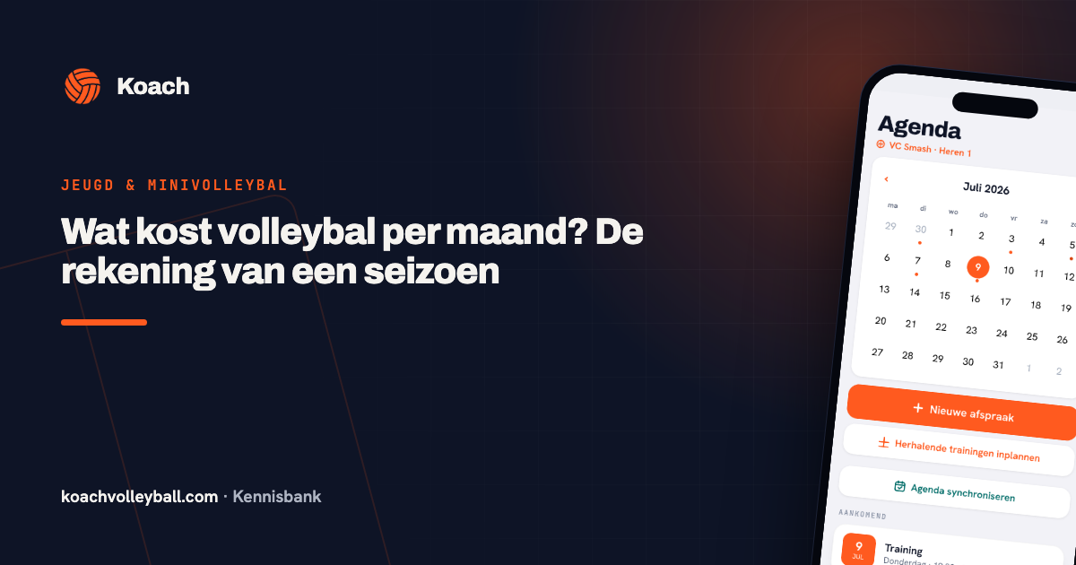 Teamagenda met de trainingen, wedstrijden en toernooien van een heel seizoen