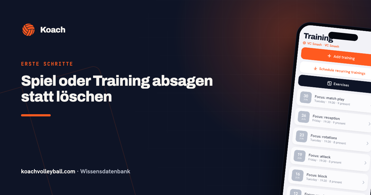 Spiel oder Training absagen statt löschen