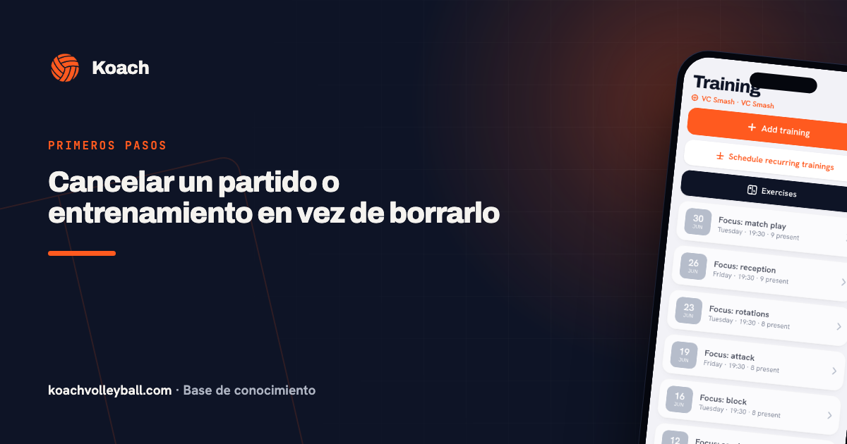 Cancelar un partido o entrenamiento en vez de borrarlo