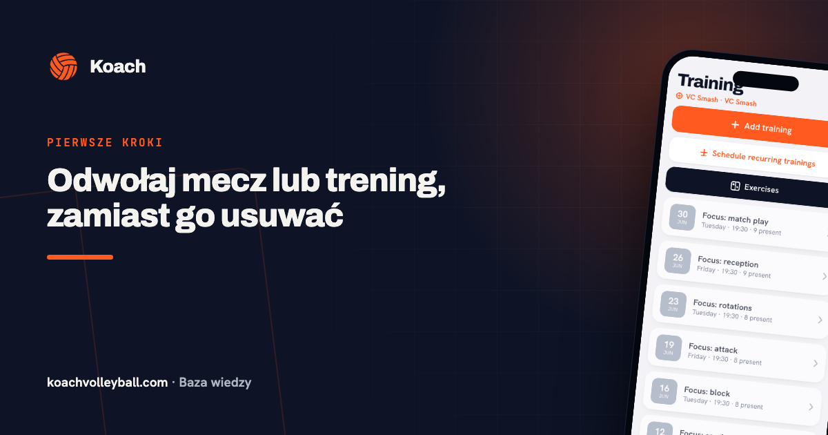 Odwołaj mecz lub trening, zamiast go usuwać
