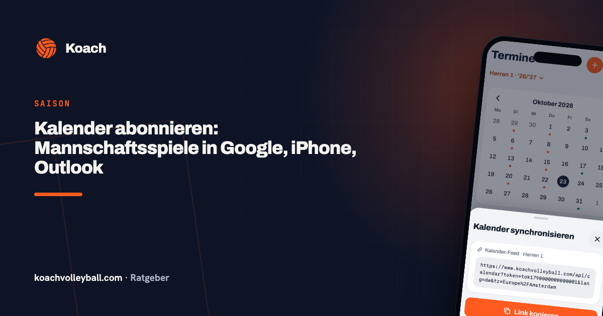 Kalender abonnieren: Mannschaftsspiele in Google, iPhone, Outlook