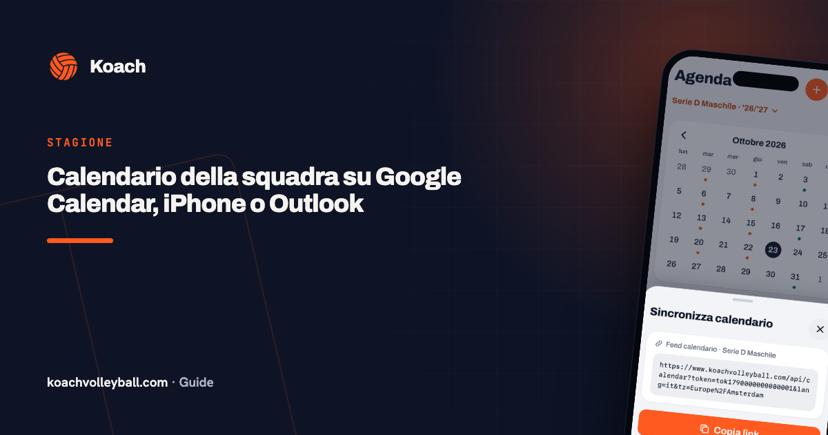 Calendario della squadra su Google Calendar, iPhone o Outlook