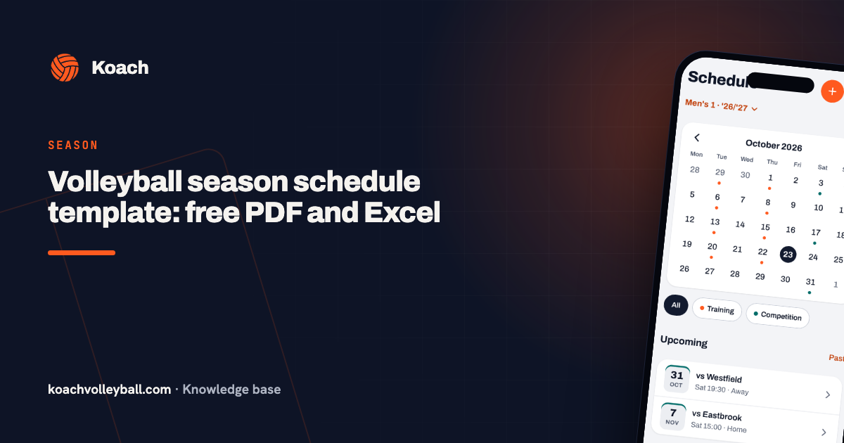 Volleyball season schedule template: free PDF and Excel