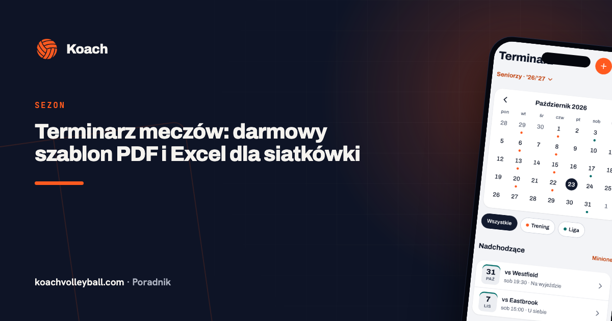 Terminarz meczów: darmowy szablon PDF i Excel dla siatkówki