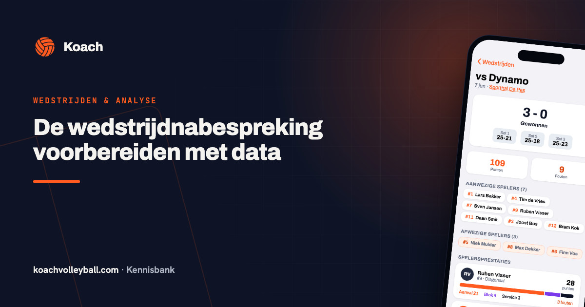 Wedstrijdrapport in de Koach-app als basis voor de nabespreking