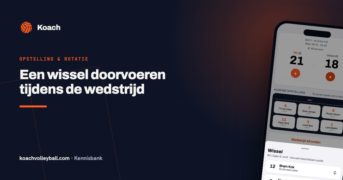 Wissel doorvoeren in het live-scherm van de Koach-app