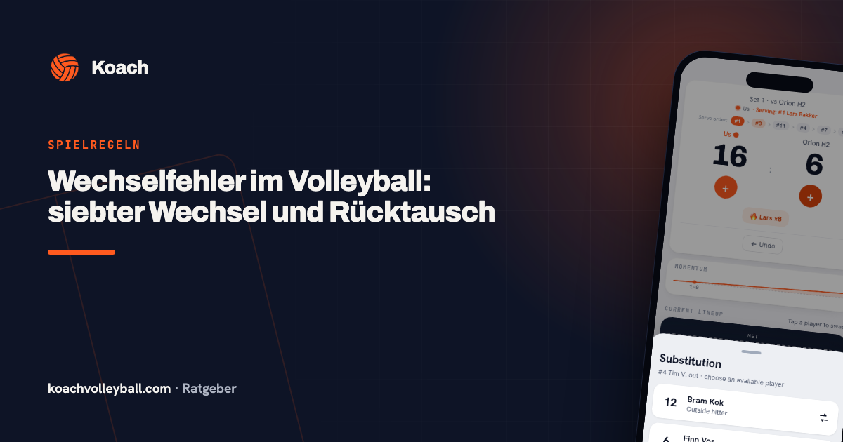 Wechselfehler im Volleyball: siebter Wechsel und Rücktausch