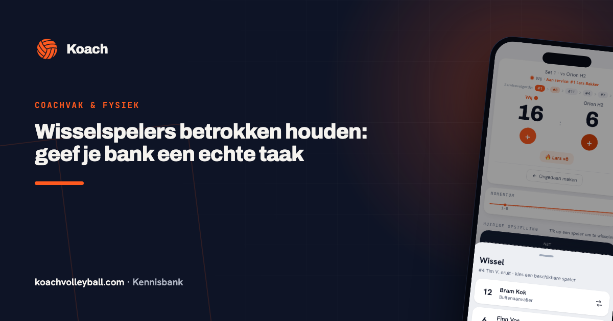 Wisselscherm met de wisselspelers van het team en hun speelbeurten