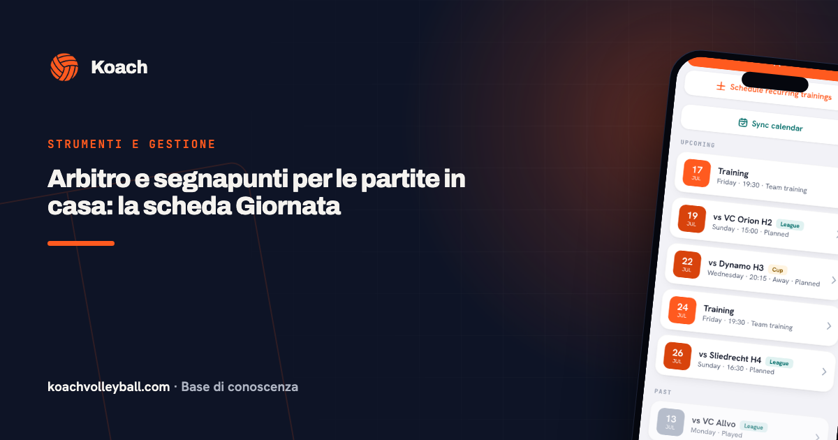Arbitro e segnapunti per le partite in casa: la scheda Giornata